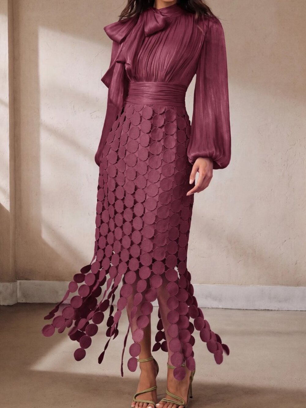 Burgundy Elegant Women's Long Dress